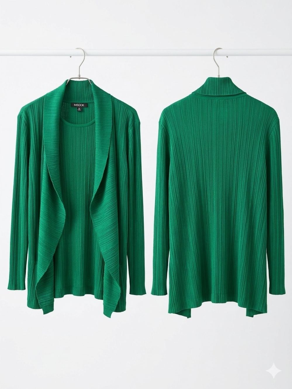 NWT Misook Green Ribbed Knit Shell & Cardigan Set Size Medium - Picture 2 of 10